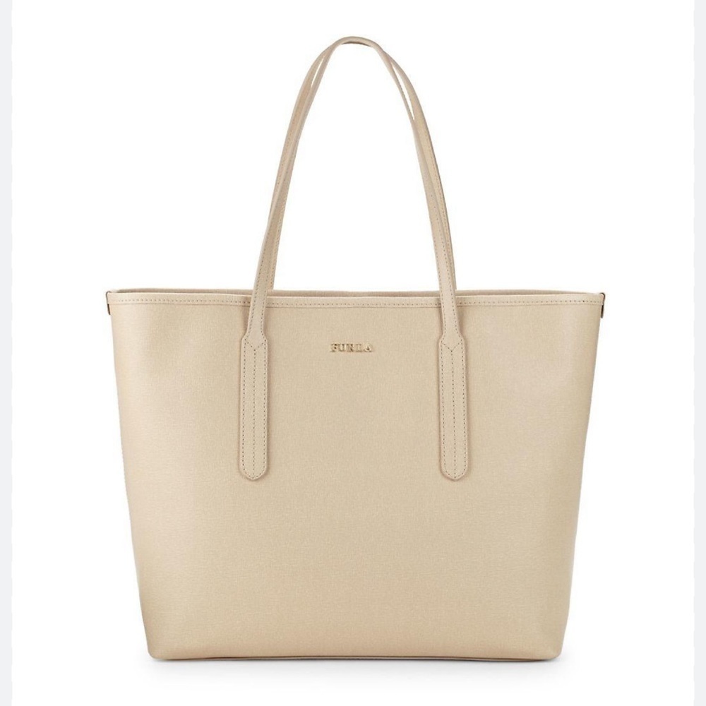 Furla Ariana Leather Open Tote in Natural